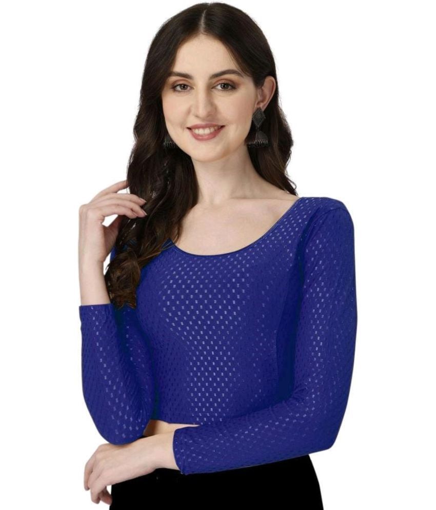     			DELTIN HUB Blue Readymade without Pad Silk Blend Women's Blouse ( Pack of 1 )