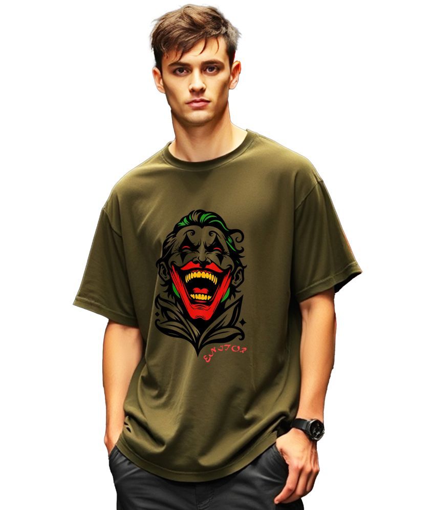     			ENITOR Cotton Oversized Fit Printed Half Sleeves Men's Round T-Shirt - Green ( Pack of 1 )