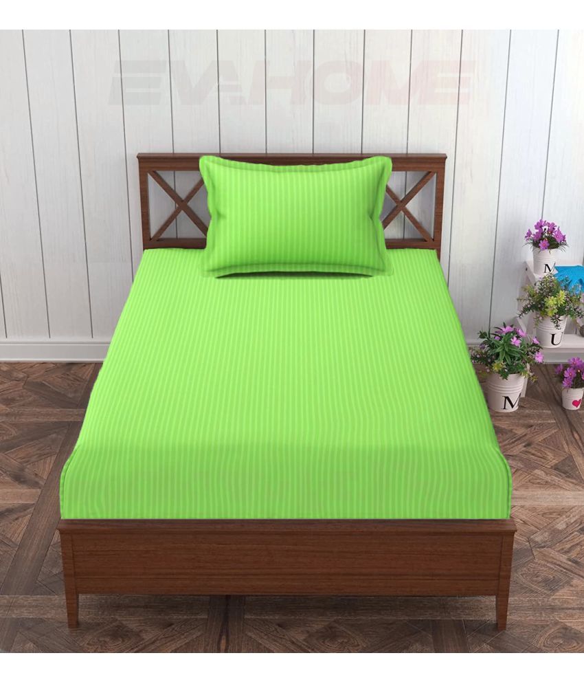     			EVAHOME Cotton 1 Single Bedsheet with 1 Pillow Cover ( Light Green )