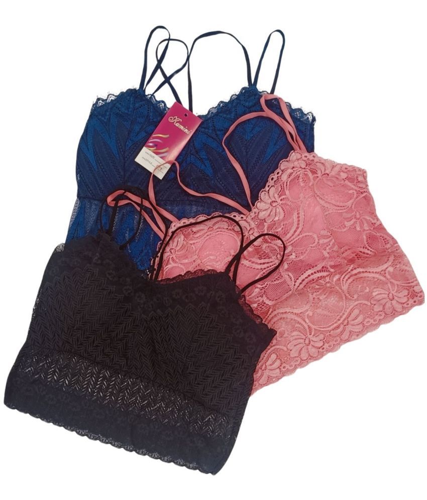     			Kamini Pack of 3 Lace Lightly Padded Bralette Bra For Women ( Multicolor11 )