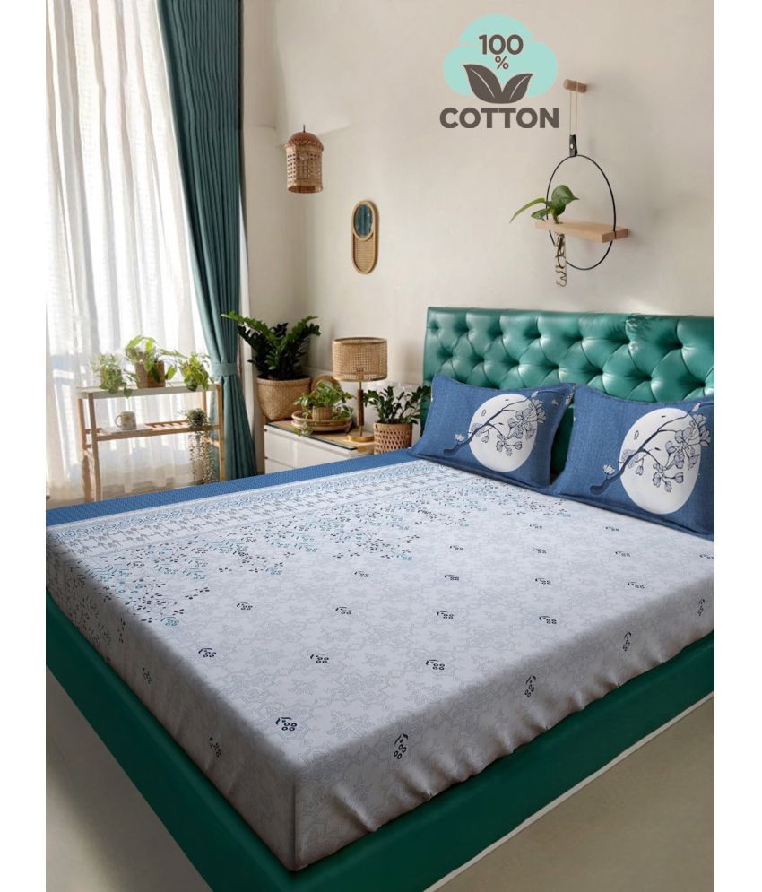     			Klotthe Cotton 1 Double King Bedsheet with 2 Pillow Covers ( Blue )