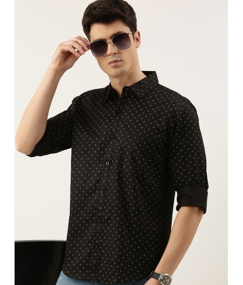     			Lucky Roger Cotton Blend Regular Fit Printed Full Sleeves Men's Casual Shirt - Black ( Pack of 1 )