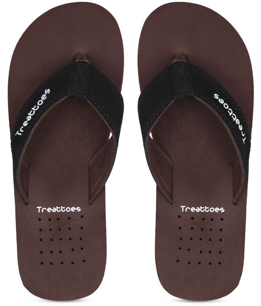     			TREATTOES Brown Men's Thong Flip Flop