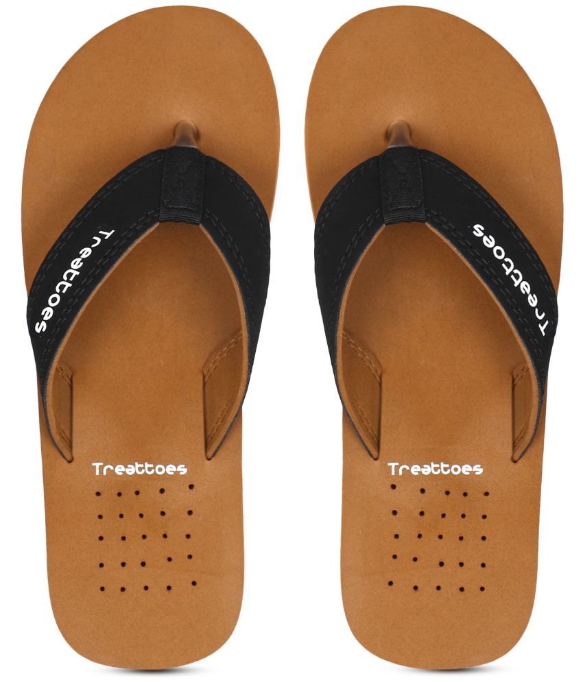     			TREATTOES Tan Men's Thong Flip Flop