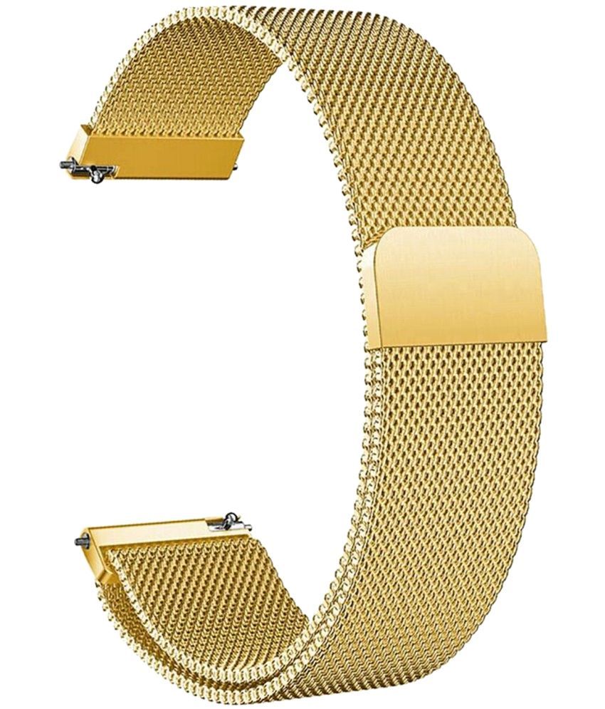     			ACM Watch Strap Magnetic 22mm compatible with Noise Colorfit Caliber 3 Smartwatch Luxury Metal Chain Band Champagne Gold