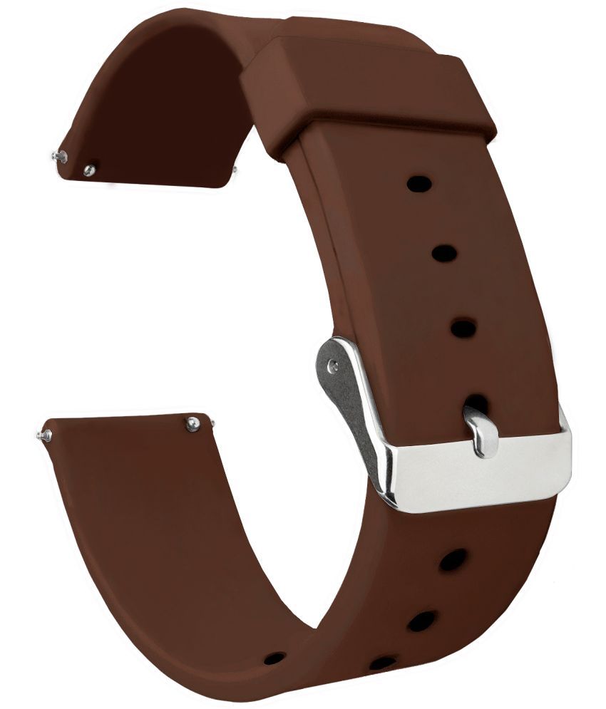     			ACM Watch Strap Silicone Belt 22mm compatible with Pebble Alive Smartwatch Casual Classic Band Brown