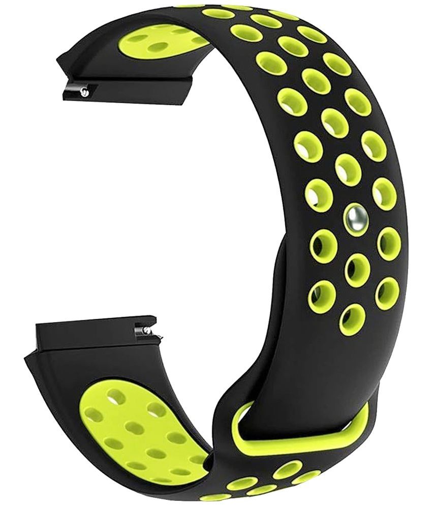     			ACM Watch Strap Silicone Belt 22mm compatible with Pebble Vision Smartwatch Sports Dot Band Black with Neon Green