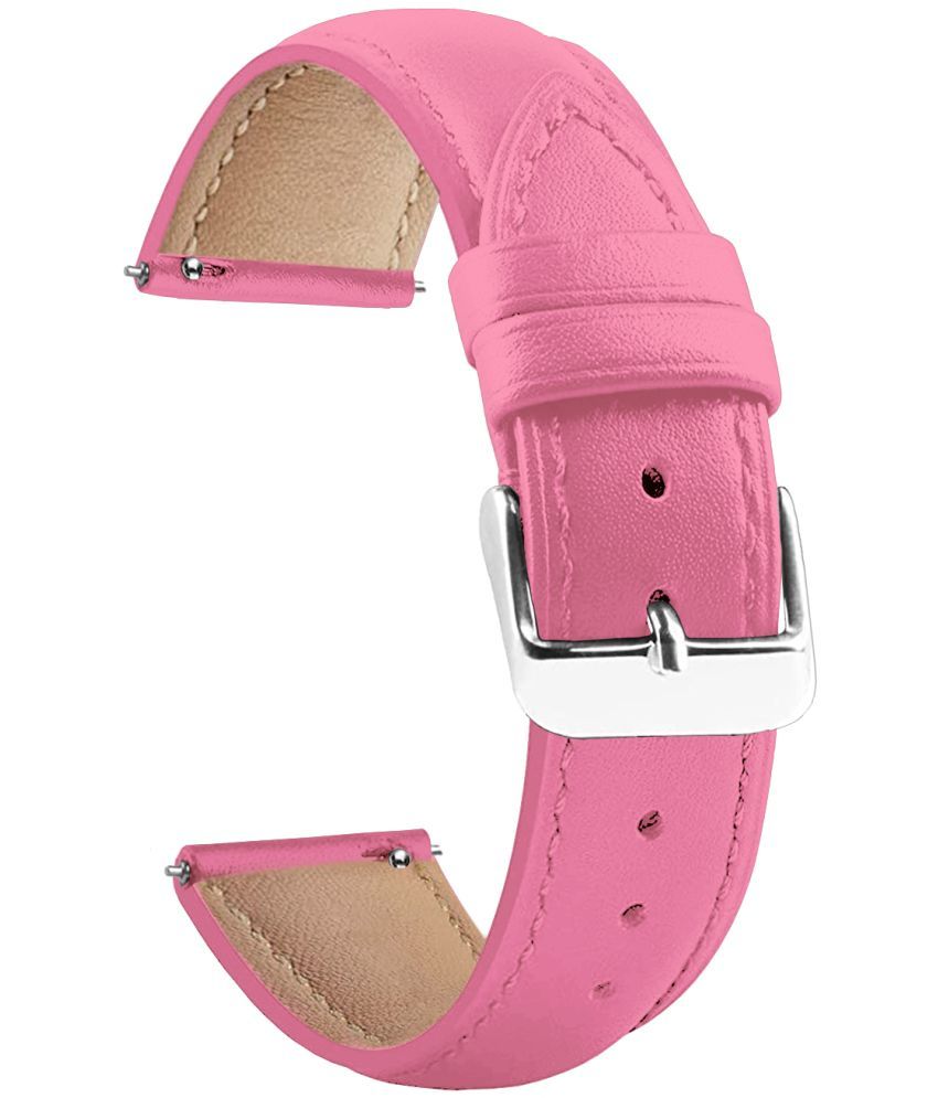     			ACM Watch Strap Leather Belt 22mm compatible with Pebble Chrome Smartwatch Casual Classic Band Pink