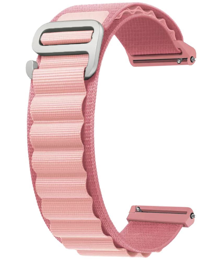     			ACM Watch Strap Nylon 22mm compatible with Pebble Blaze Smartwatch Sports Hook Band Creame Pink