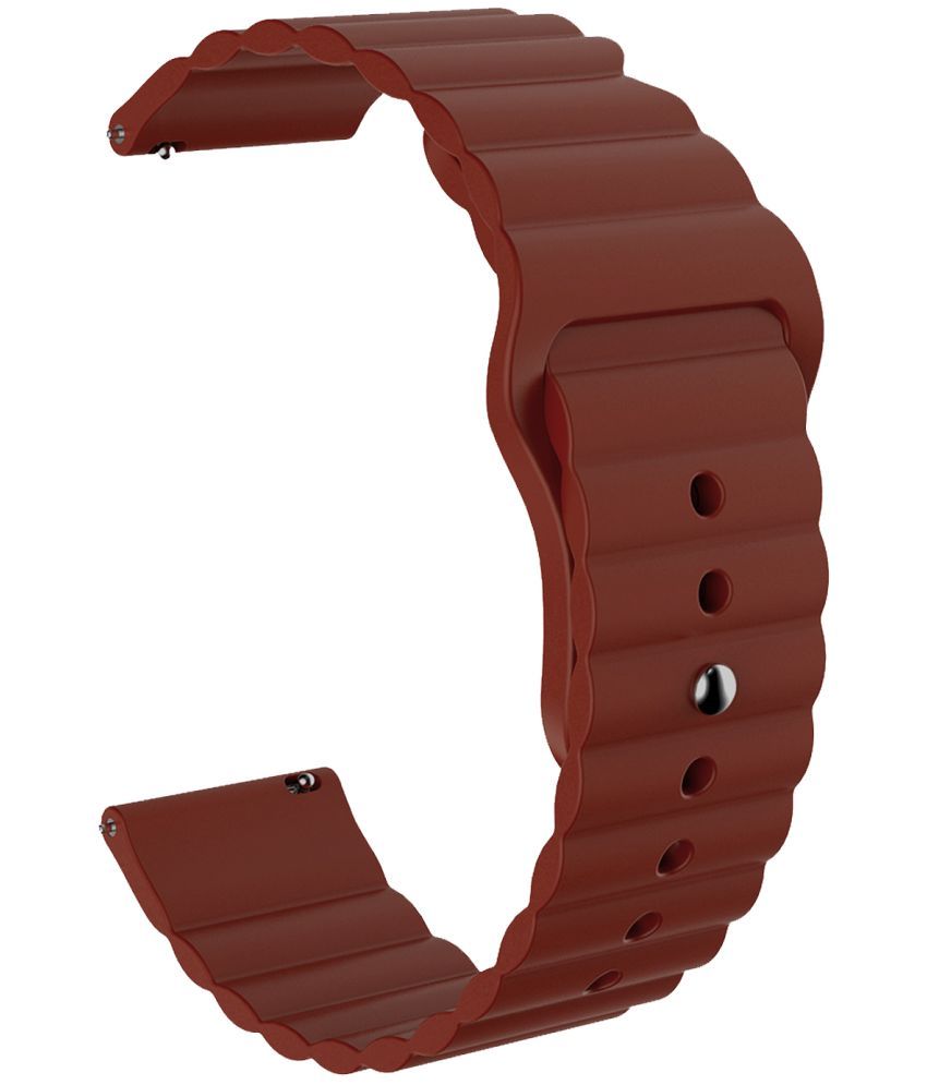     			ACM Watch Strap Wave Design Silicone Belt 22mm compatible with Pebble Nomad Smartwatch Sports Band Brown