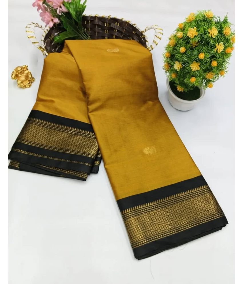     			KV Fashion Cotton Silk Woven Saree With Blouse Piece ( Mustard , Pack of 1 )