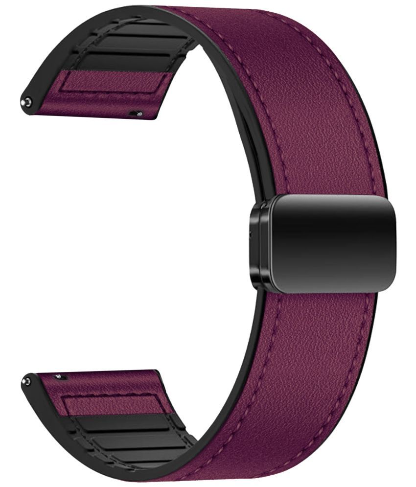     			ACM Watch Strap Leather Magnetic Silicone 22mm compatible with French Connection Elite Fcsw07 Smartwatch Belt Luxury Band Purple