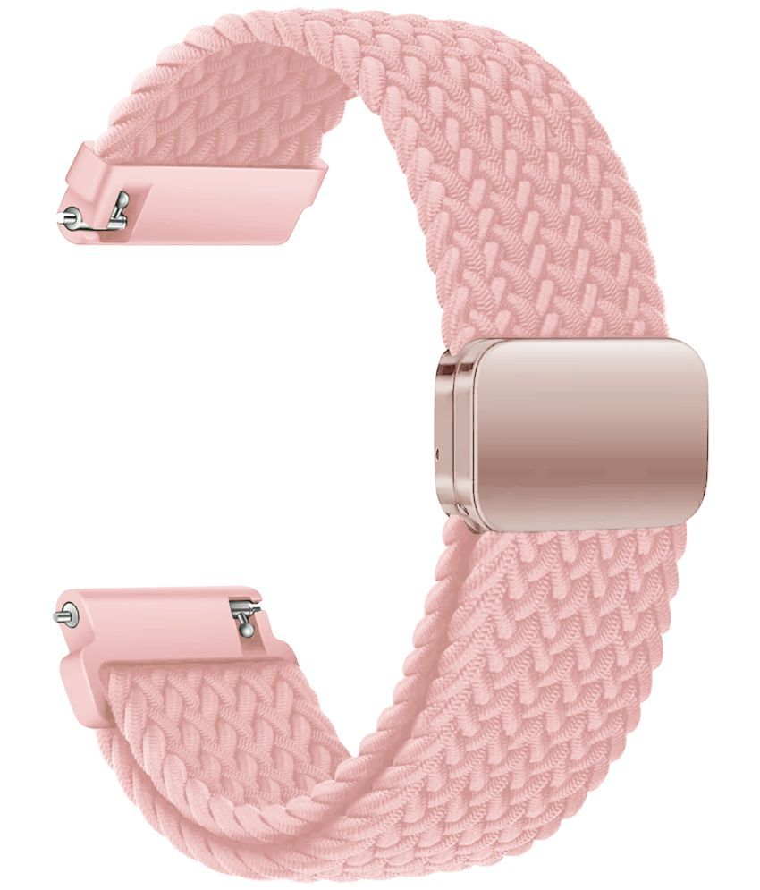     			ACM Watch Strap Woven Braided Magnetic 22mm compatible with Zebronics Zeb Gemini Smartwatch Adjustable Belt Band Pink