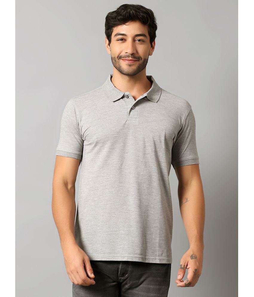     			Auxamis Pack of 1 Cotton Blend Regular Fit Solid Half Sleeves Men's Polo T Shirt ( Grey )