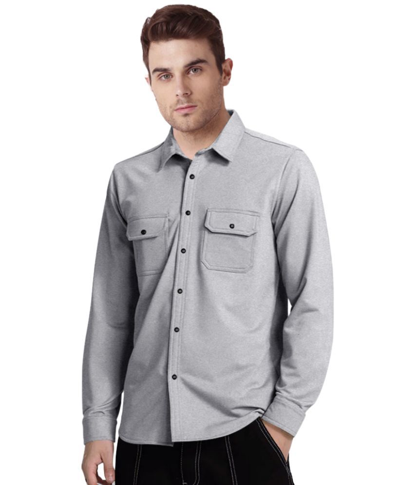     			Eyebogler Cotton Blend Regular Fit Solids Full Sleeves Men's Casual Shirt - Grey ( Pack of 1 )