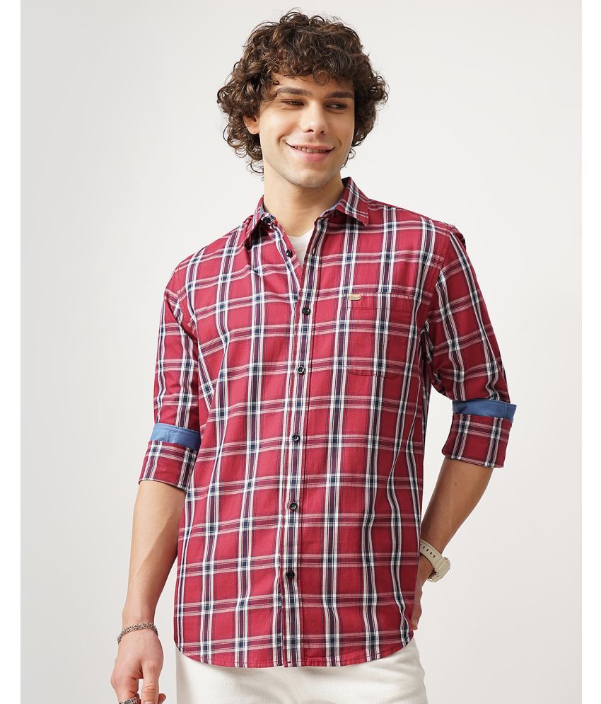     			GENOA 100% Cotton Slim Fit Checks Full Sleeves Men's Casual Shirt - Red ( Pack of 1 )