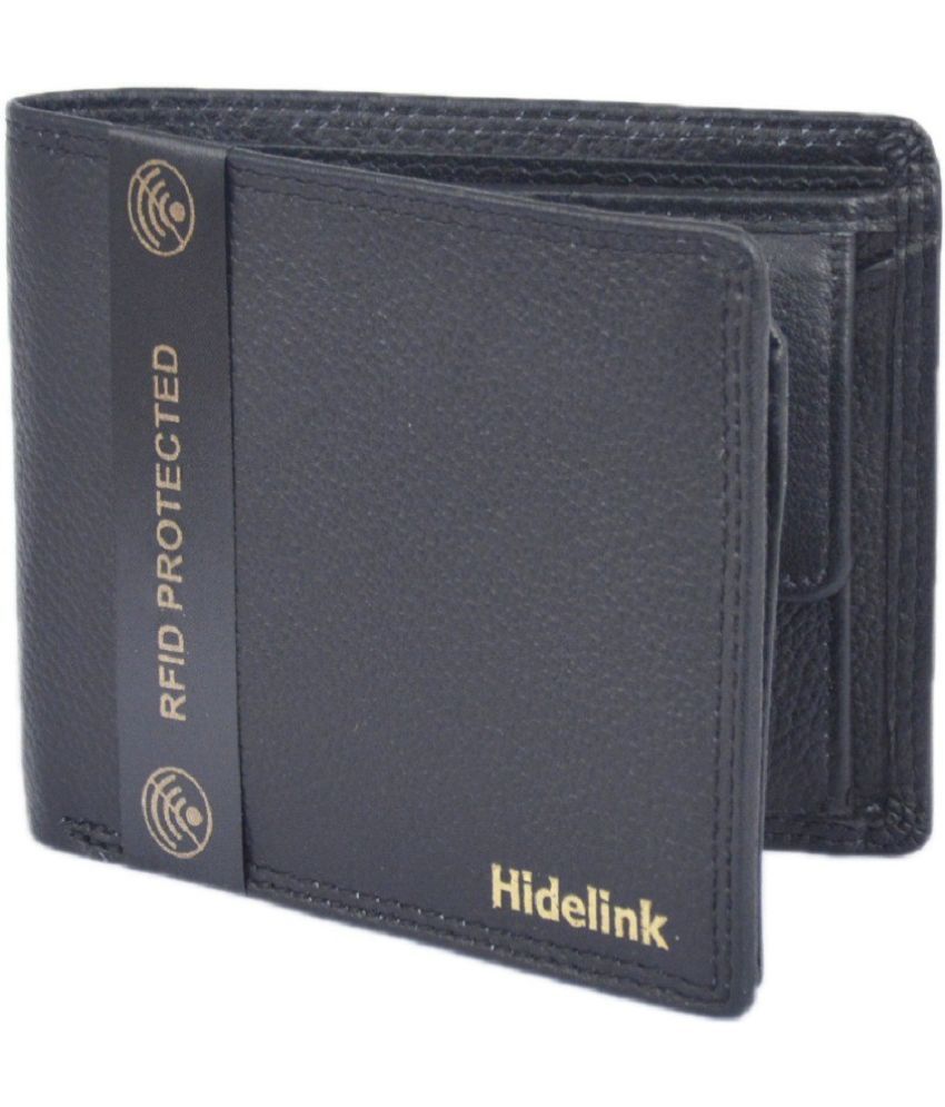     			Hidelink 100% Leather Solid Men's Regular Wallet With 7 Slots For Card ( Black , Pack of 1 )