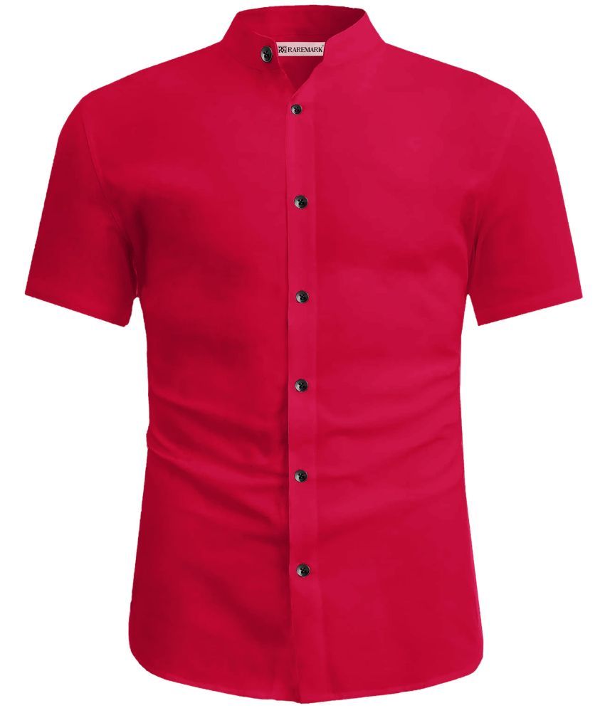     			RAREMARK Cotton Blend Slim Fit Solids Full Sleeves Men's Casual Shirt - Red ( Pack of 1 )