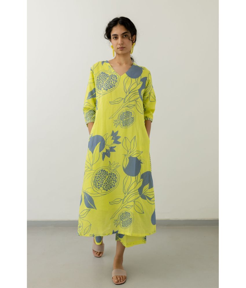     			Royal Export Pack of 1 Viscose Printed Straight Women's Kurti - ( Yellow )