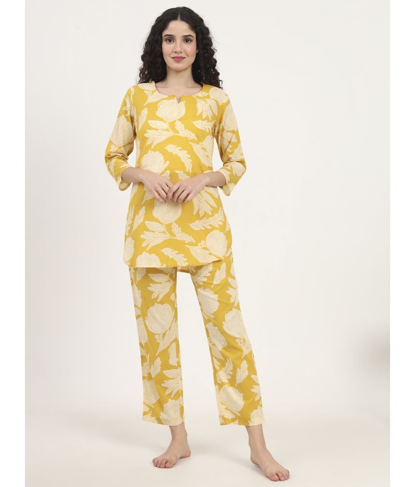     			Divena Yellow Cotton Women's Nightwear Nightsuit Sets ( Pack of 1 )