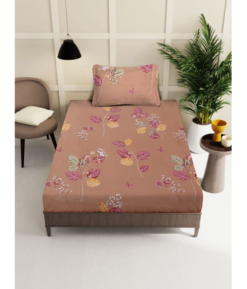     			Klotthe Cotton Floral Fitted 1 Bedsheet with 1 Pillow Cover ( Single Bed ) - Multi