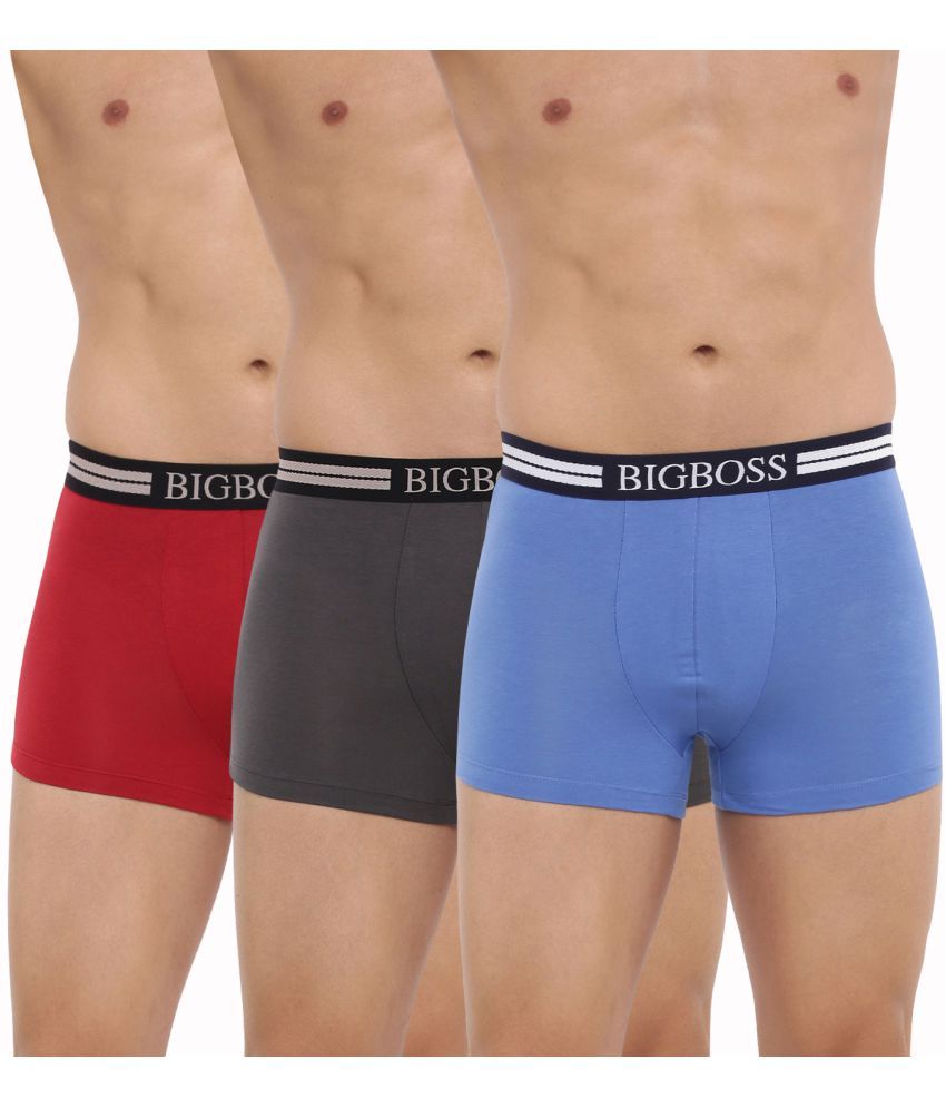     			Pack of 3 Dollar Bigboss Assorted Solid Cotton Blend Men Trunk