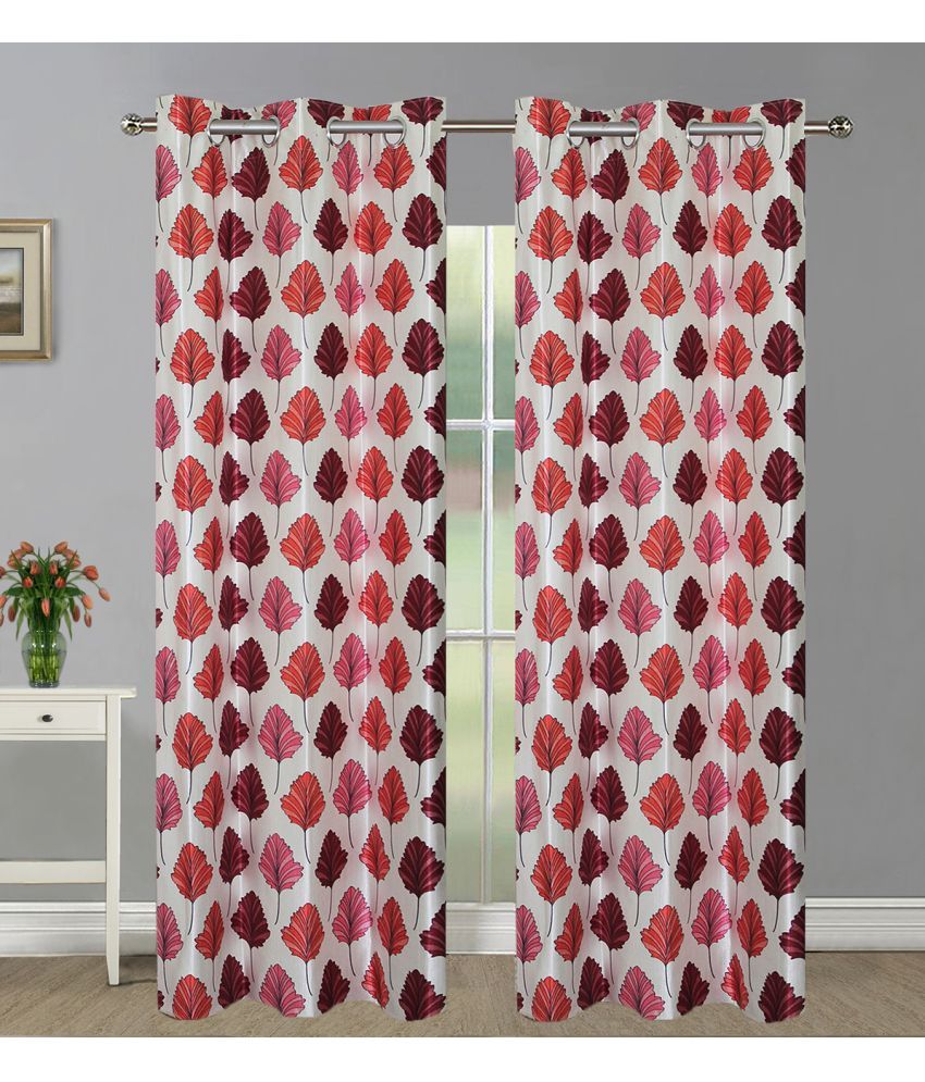     			Home Candy Set of 2 Long Door Semi-Transparent Eyelet Polyester Orange Curtains ( 274 x 120 cm )