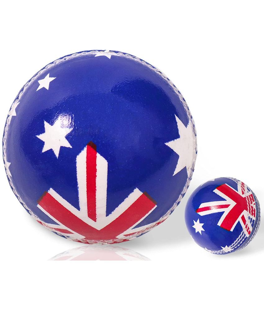 Toyshine Flag Design Decorer Real Leather Cricket Ball, Size Senior(Australia Flag One Side) SSTP