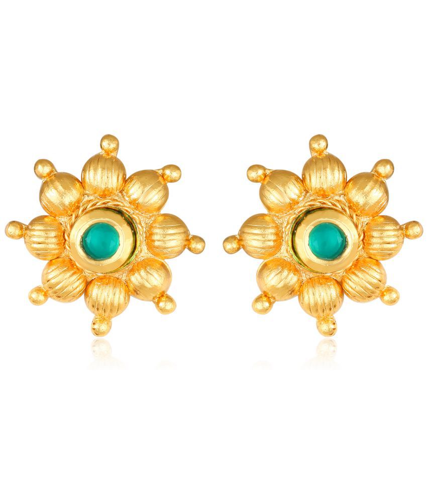     			Vighnaharta Daisy Flower Gold Plated Green Stone studded alloy Stud Earring for Women and Girls- (VFJ1470ERG-GREEN)