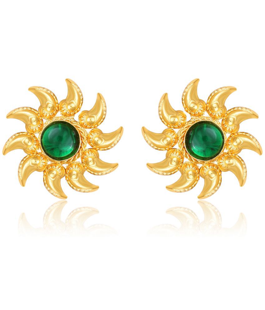     			Vighnaharta Sun Flower Gold Plated Green Stone studded alloy Stud Earring for Women and Girls- (VFJ1469ERG-GREEN)