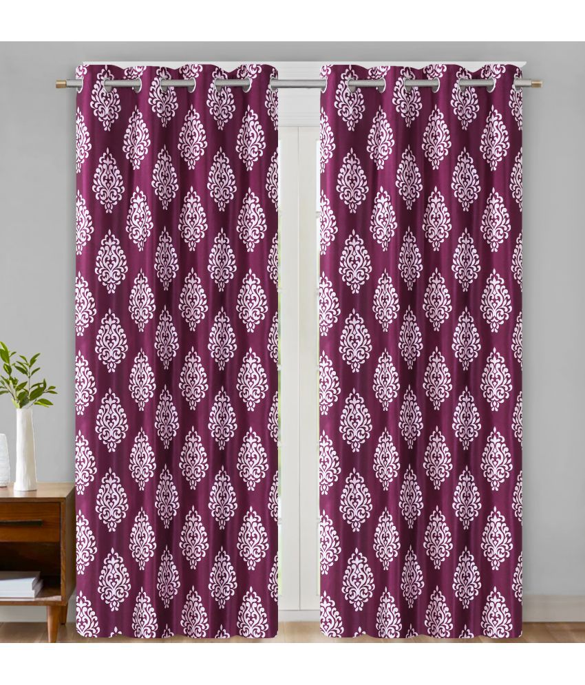     			Home Candy Set of 2 Door Semi-Transparent Eyelet Polyester Purple Curtains ( 213 x 120 cm )