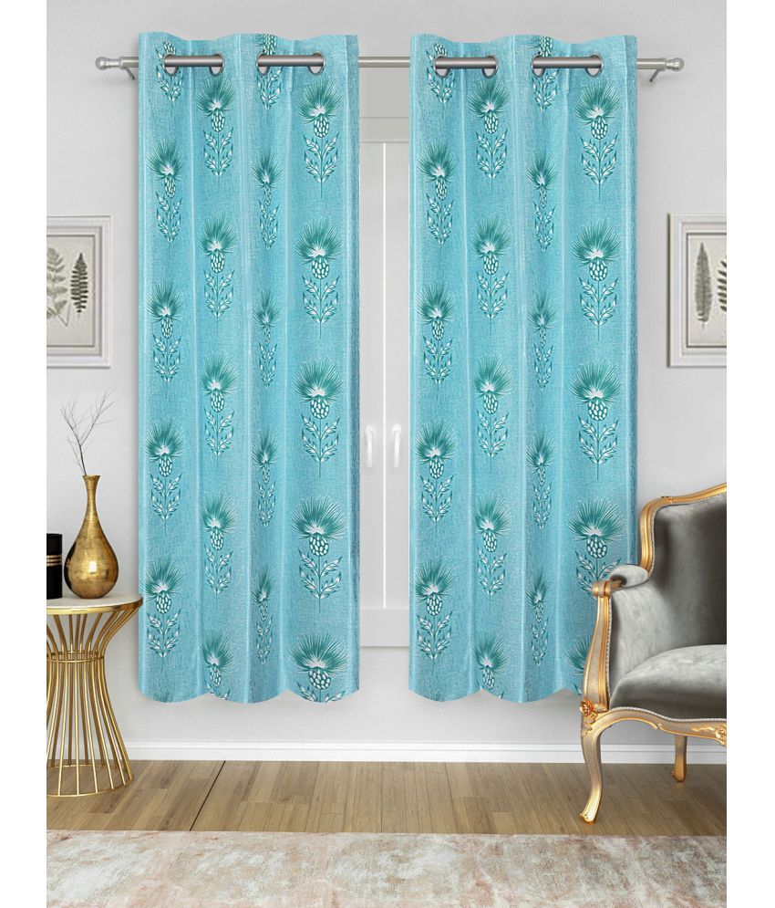     			HOMETALES Set of 2 Window Semi-Transparent Eyelet Polyester Blue Curtains ( 152 x 120 cm )