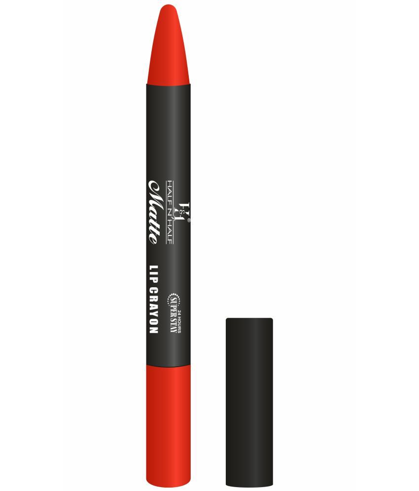     			Half N Half Matte Lip Crayon Velvet Soft | Long Lasting | Non-Transfer | 24h Super Stay, 03 Sexy Red (3.5gm)