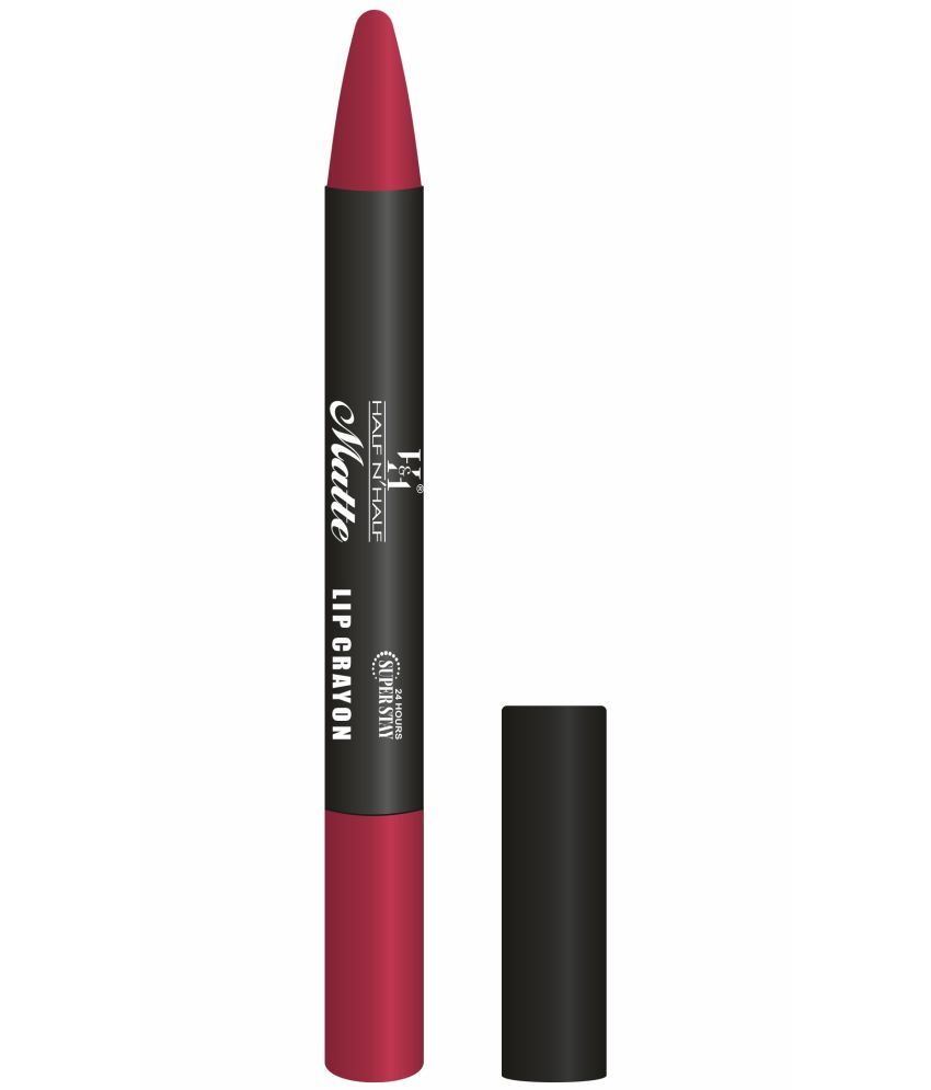     			Half N Half Matte Lip Crayon Velvet Soft | Long Lasting | Non-Transfer | 24h Super Stay, 16 Scarlet Red (3.5gm)