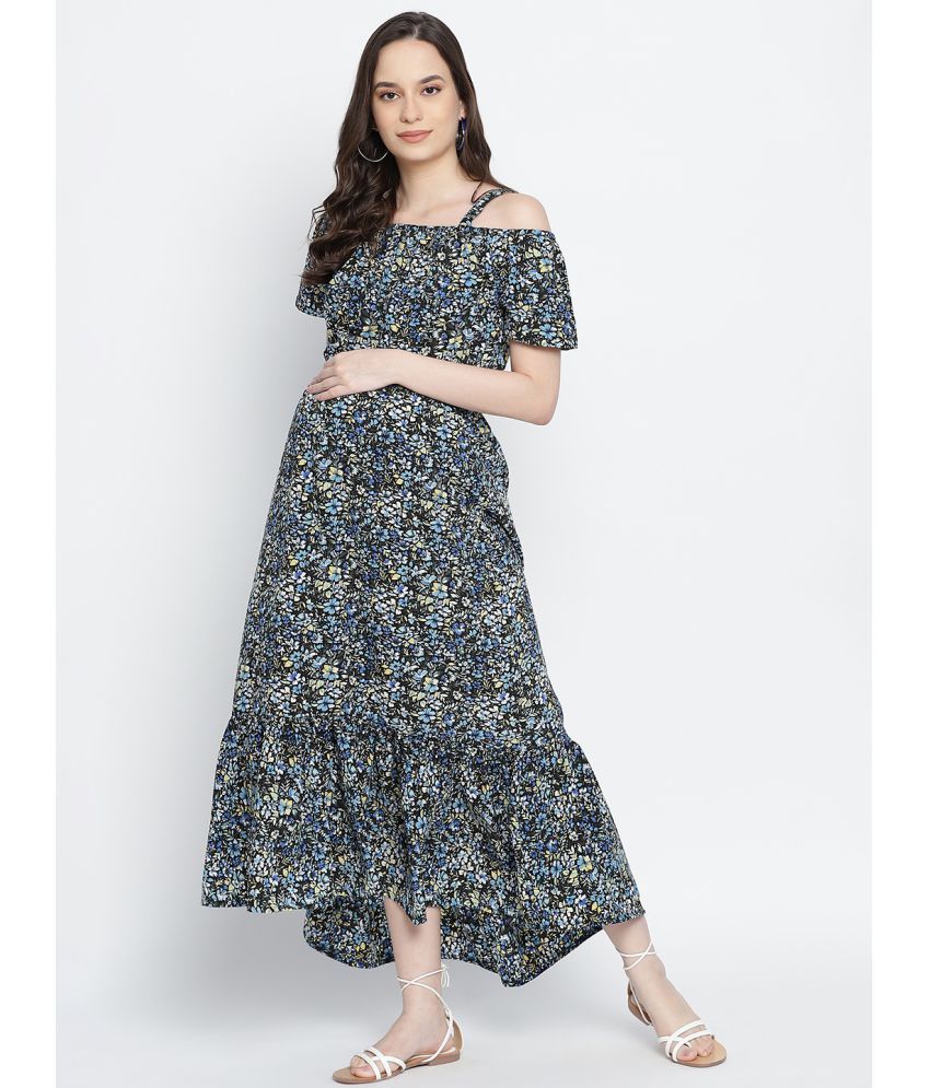     			Oxolloxo Blue Polyester Maternity Dresses Single