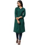 Karigari - Green Cotton Women's Front Slit Kurti