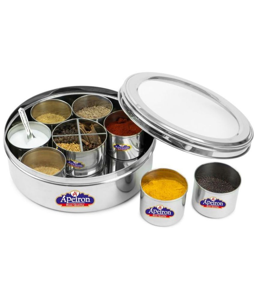     			APEIRON SPICE MAHARAJA DABBA Steel Spice Container Set of 9 2500 mL