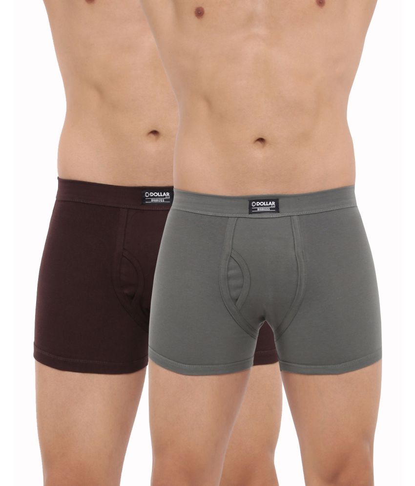     			Pack of 2 Dollar Bigboss Assorted Solid Cotton Blend Men Trunk