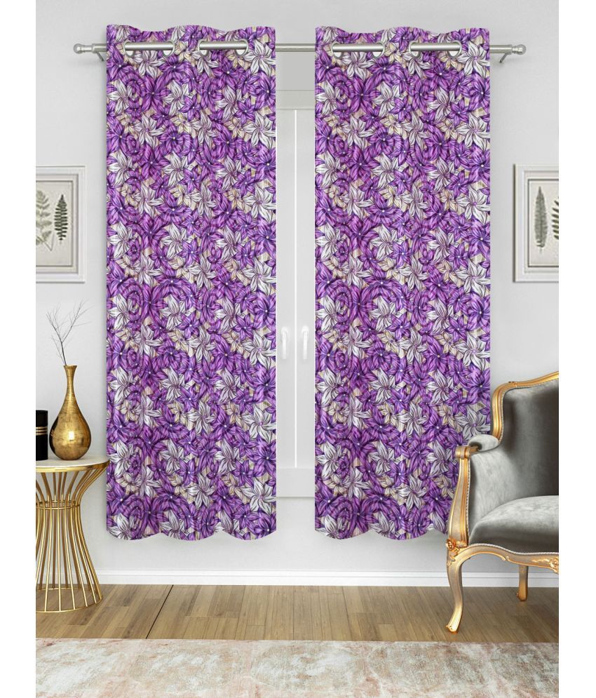     			Home Candy Set of 2 Door Semi-Transparent Eyelet Polyester Purple Curtains ( 213 x 120 cm )