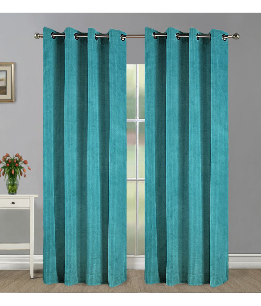     			Home Candy Set of 2 Long Door Blackout Room Darkening Eyelet Polyester Blue Curtains ( 274 x 120 cm )