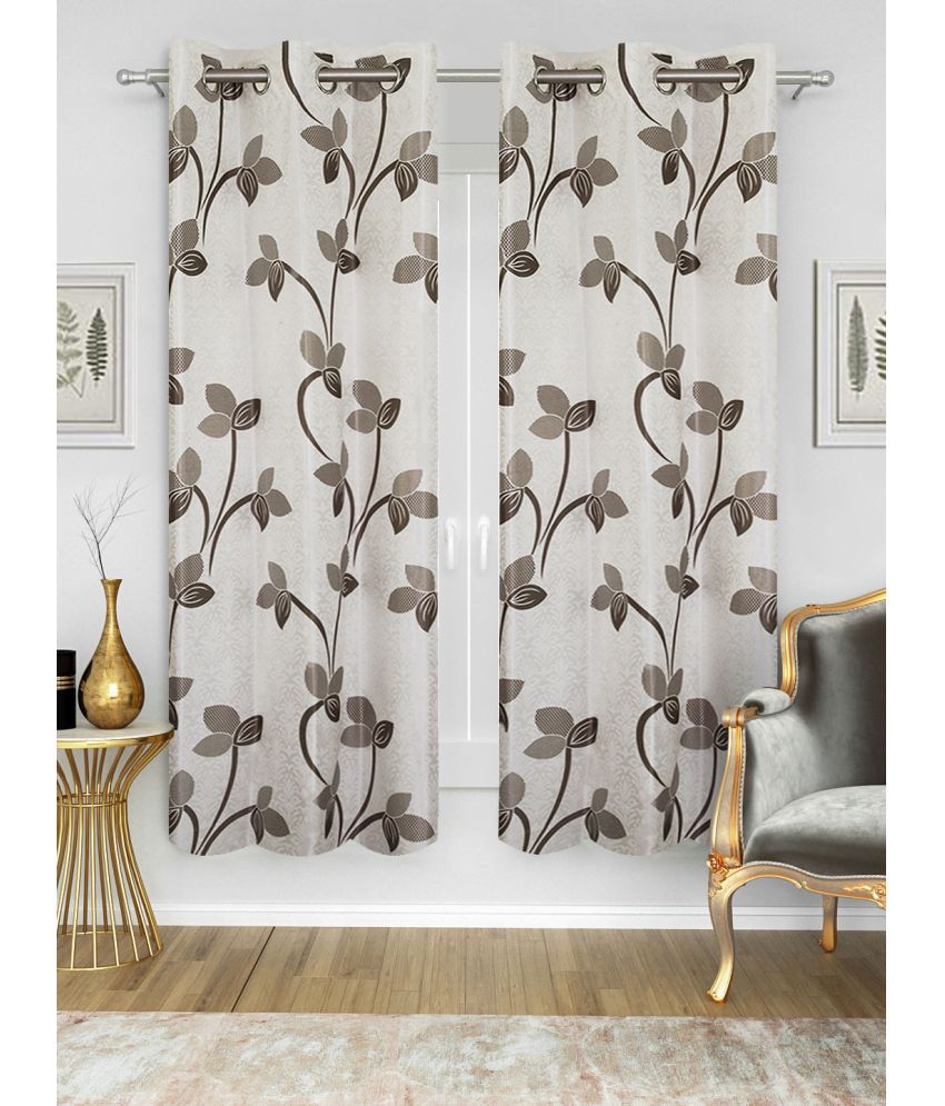     			HOMETALES Set of 2 Window Semi-Transparent Eyelet Polyester Grey Curtains ( 152 x 120 cm )
