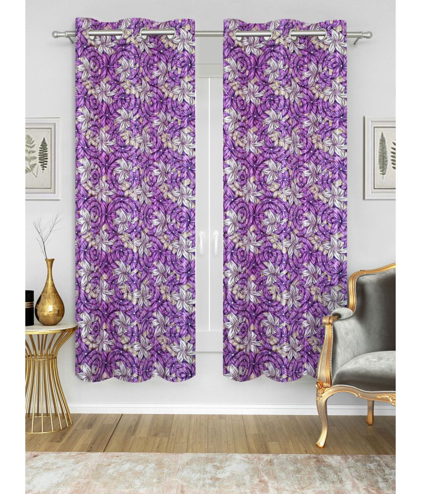     			Home Candy Set of 2 Window Semi-Transparent Eyelet Polyester Purple Curtains ( 152 x 120 cm )