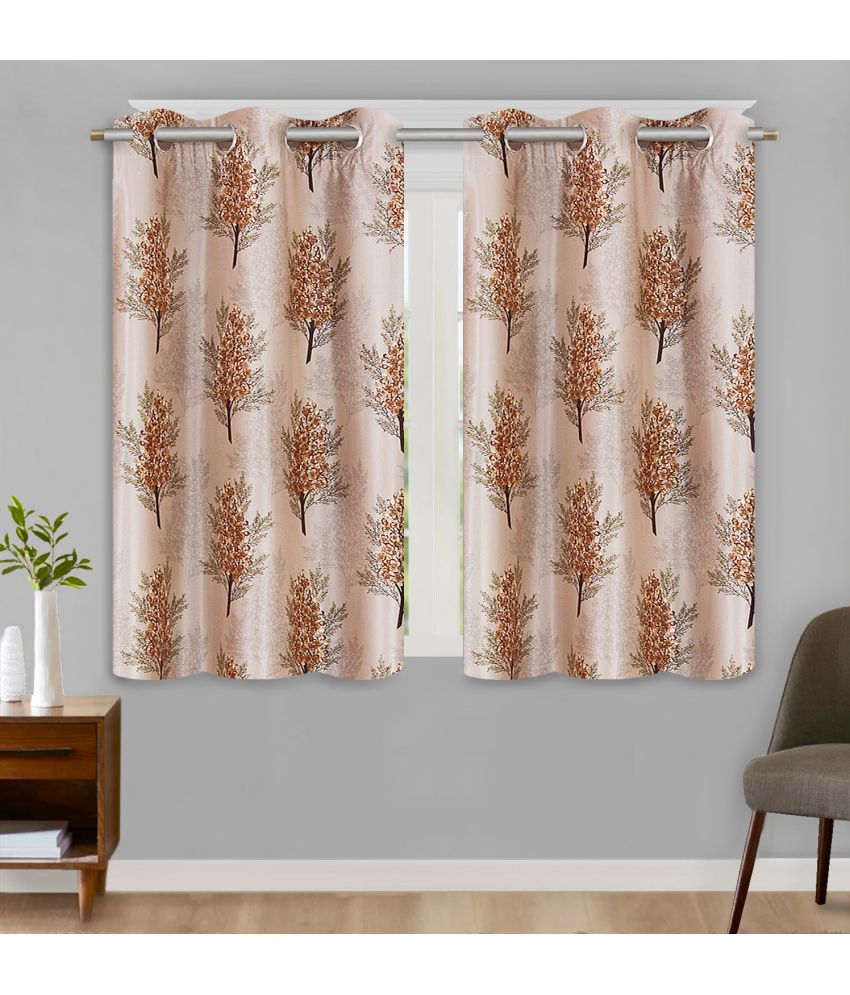     			HOMETALES Set of 2 Window Blackout Room Darkening Eyelet Polyester Brown Curtains ( 152 x 120 cm )