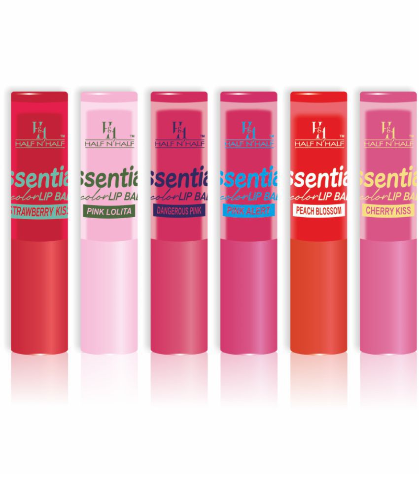     			Half N Half Makeup Girls Essential Color Lip Balm Moisturizing Lip, Multi Flavours, Pack of 6 (21gm)