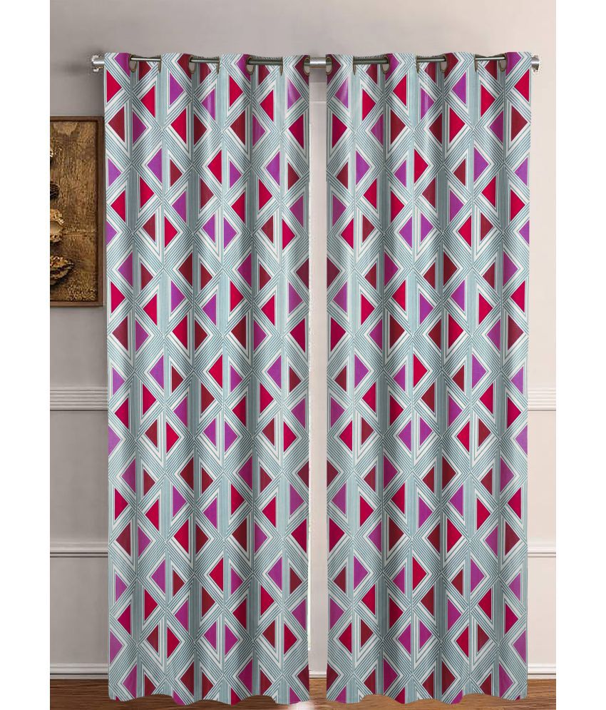     			HOMETALES Set of 2 Long Door Semi-Transparent Eyelet Polyester Maroon Curtains ( 274 x 120 cm )