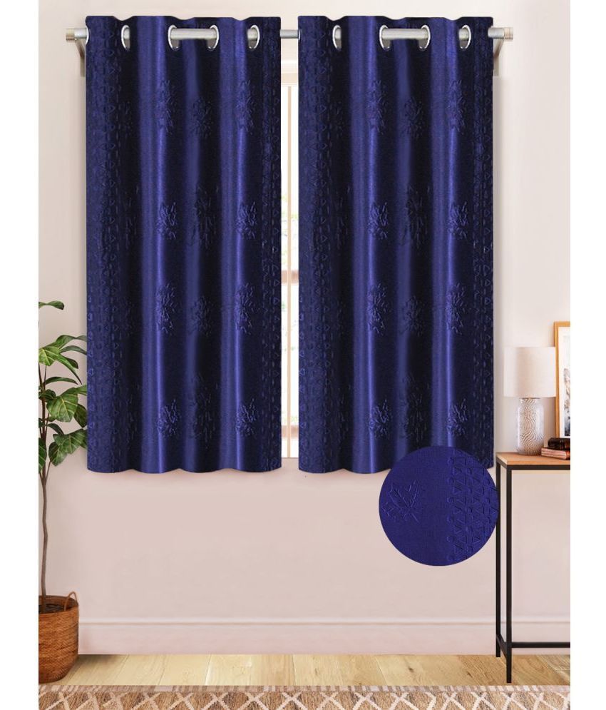     			Home Candy Set of 2 Long Door Semi-Transparent Eyelet Polyester Blue Curtains ( 274 x 120 cm )