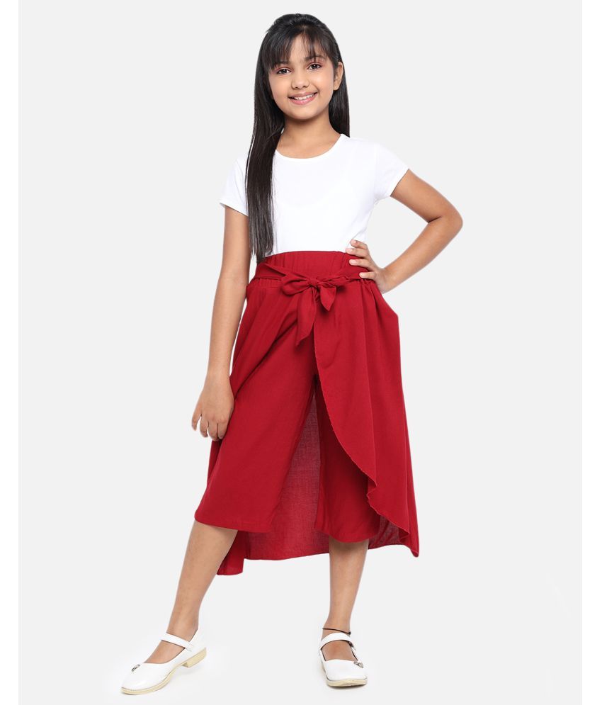     			ADDYVERO Solid Girls Flared Maroon Skirt