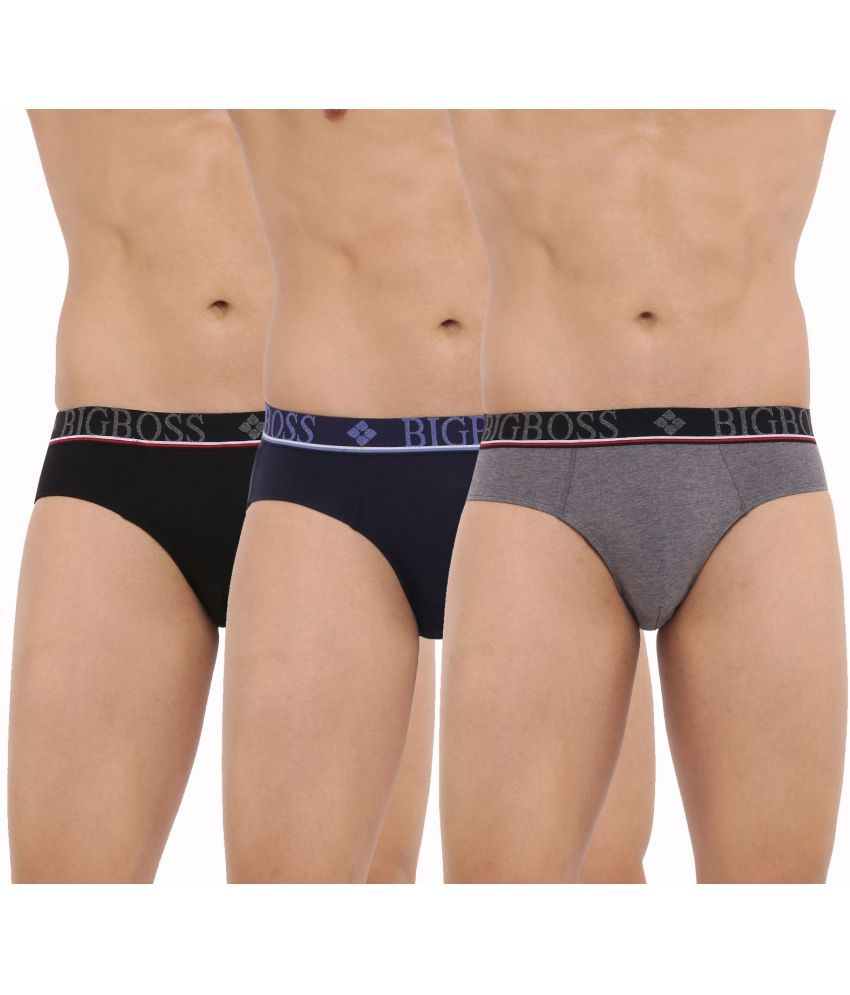     			Pack of 3 Dollar Bigboss Assorted Solid Cotton Blend Men Brief