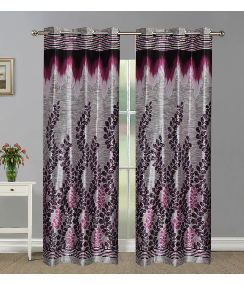     			HOMETALES Set of 2 Door Semi-Transparent Eyelet Polyester Multi Color Curtains ( 213 x 120 cm )