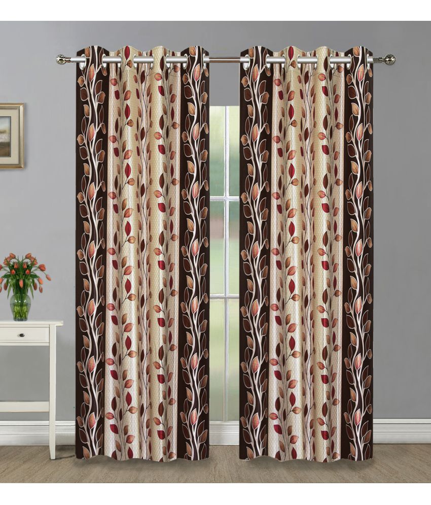     			Home Candy Set of 2 Long Door Semi-Transparent Eyelet Polyester Brown Curtains ( 274 x 120 cm )